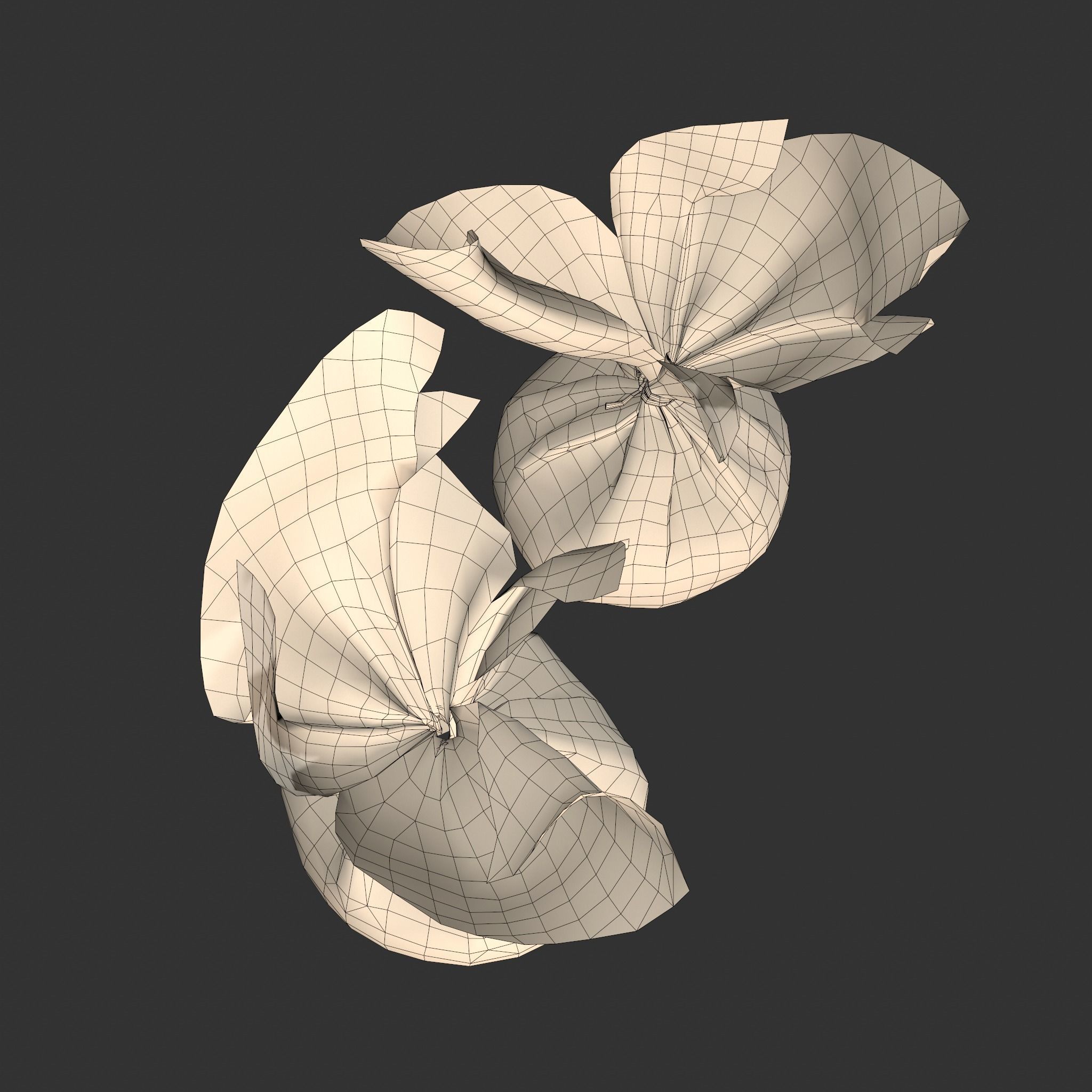 Medieval Cheese Sacks Low-poly 3D model_17