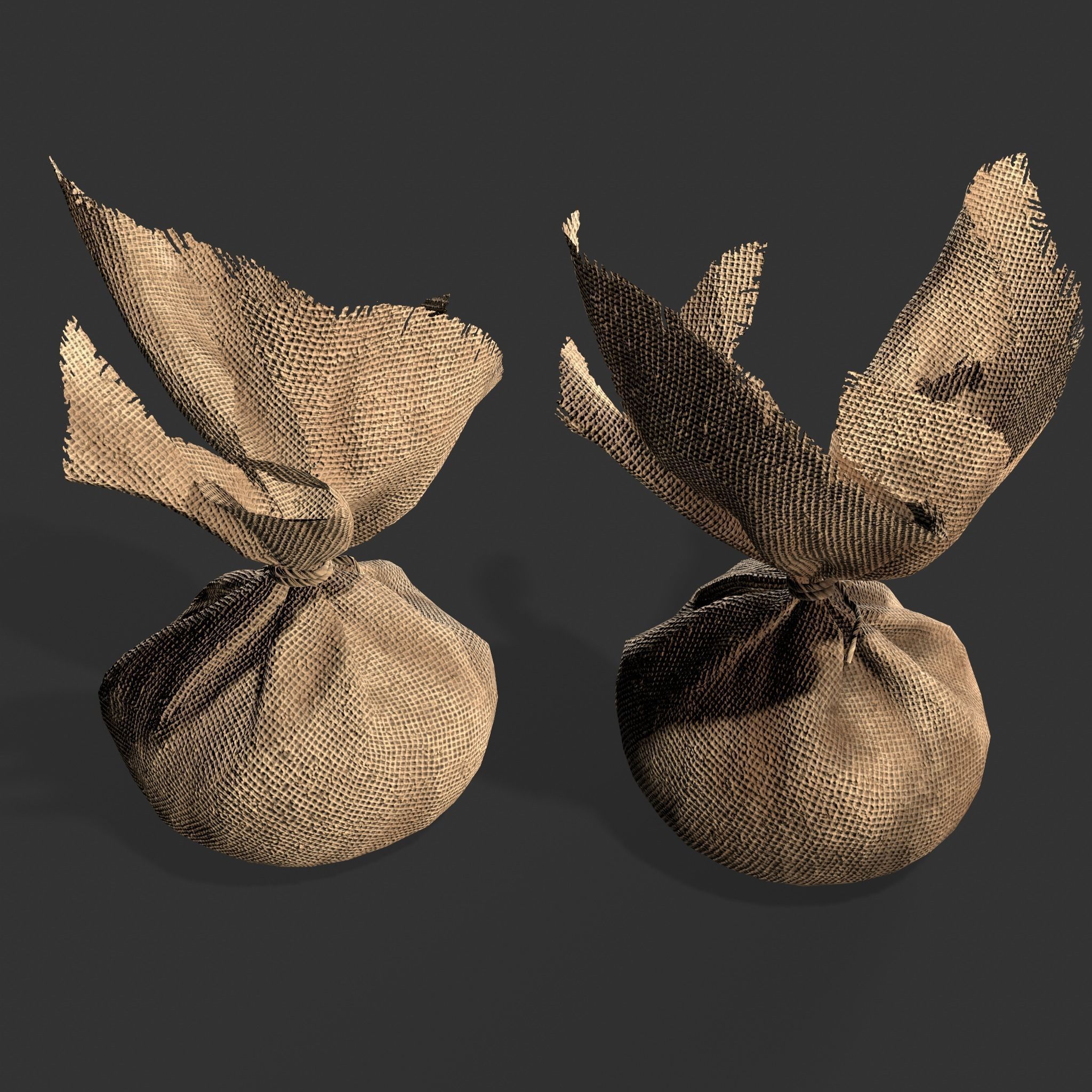 Medieval Cheese Sacks Low-poly 3D model_20