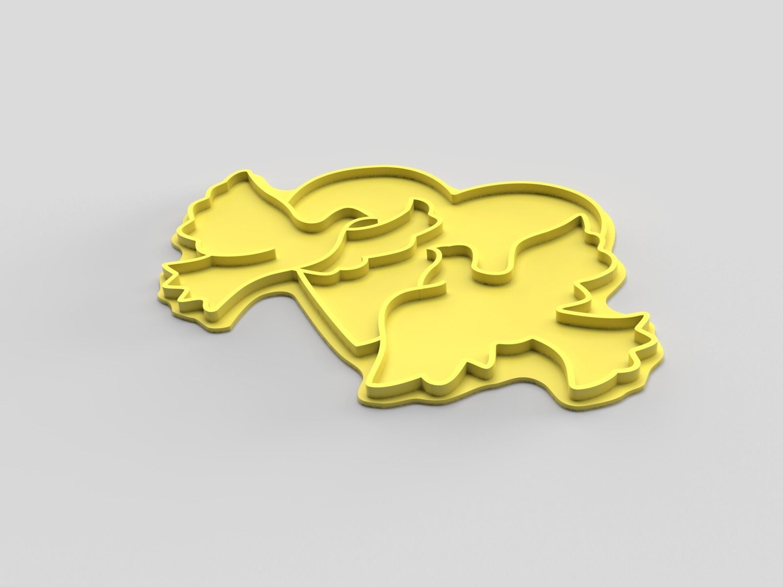 Cookie cutter and stamp - Doves and heart 3D print model_2