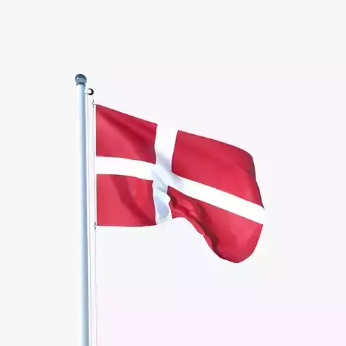 Animated Flag of Denmark Low-poly 3D model