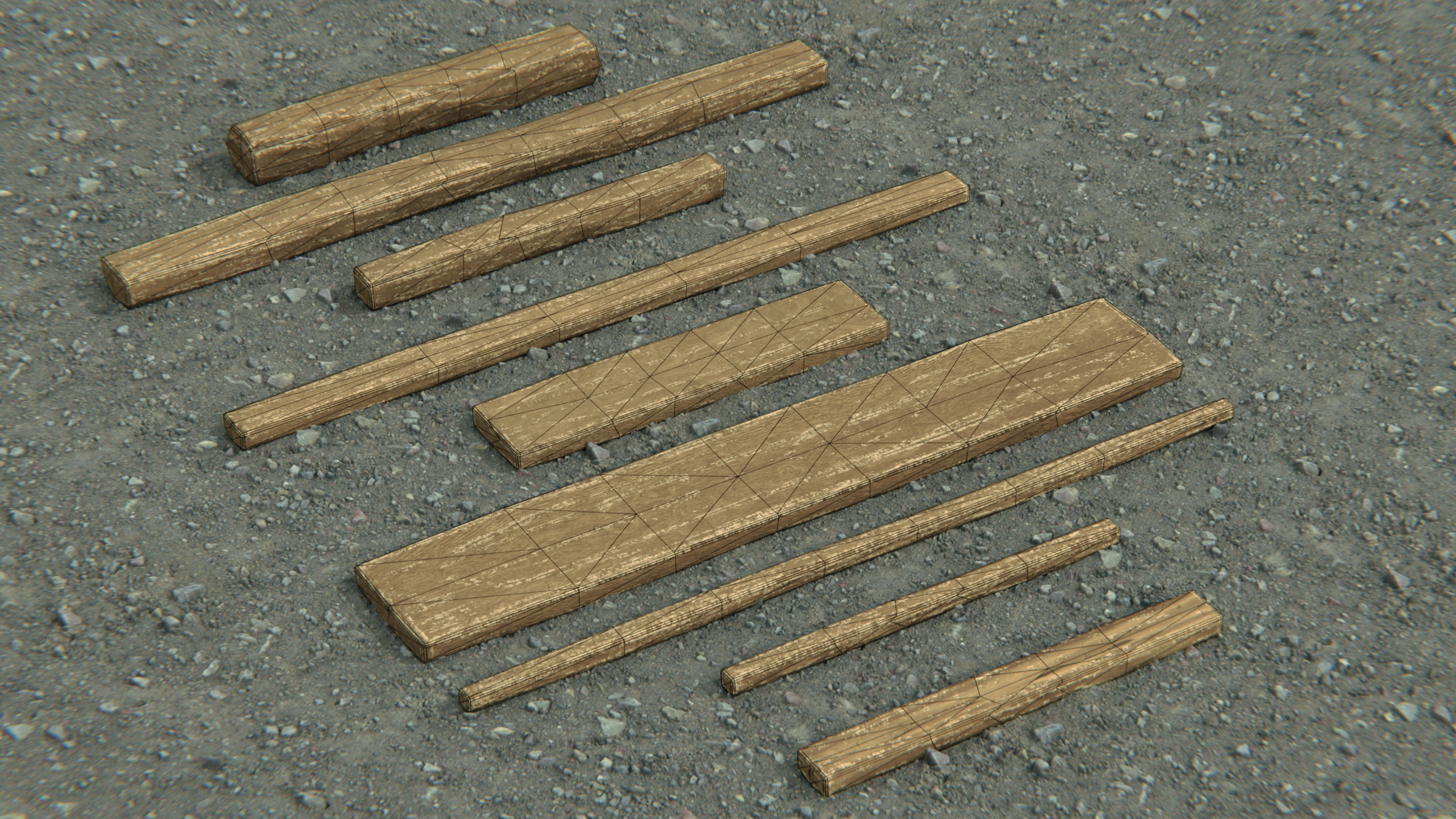 Common Wood Plank Dimensions Free low-poly 3D model_1