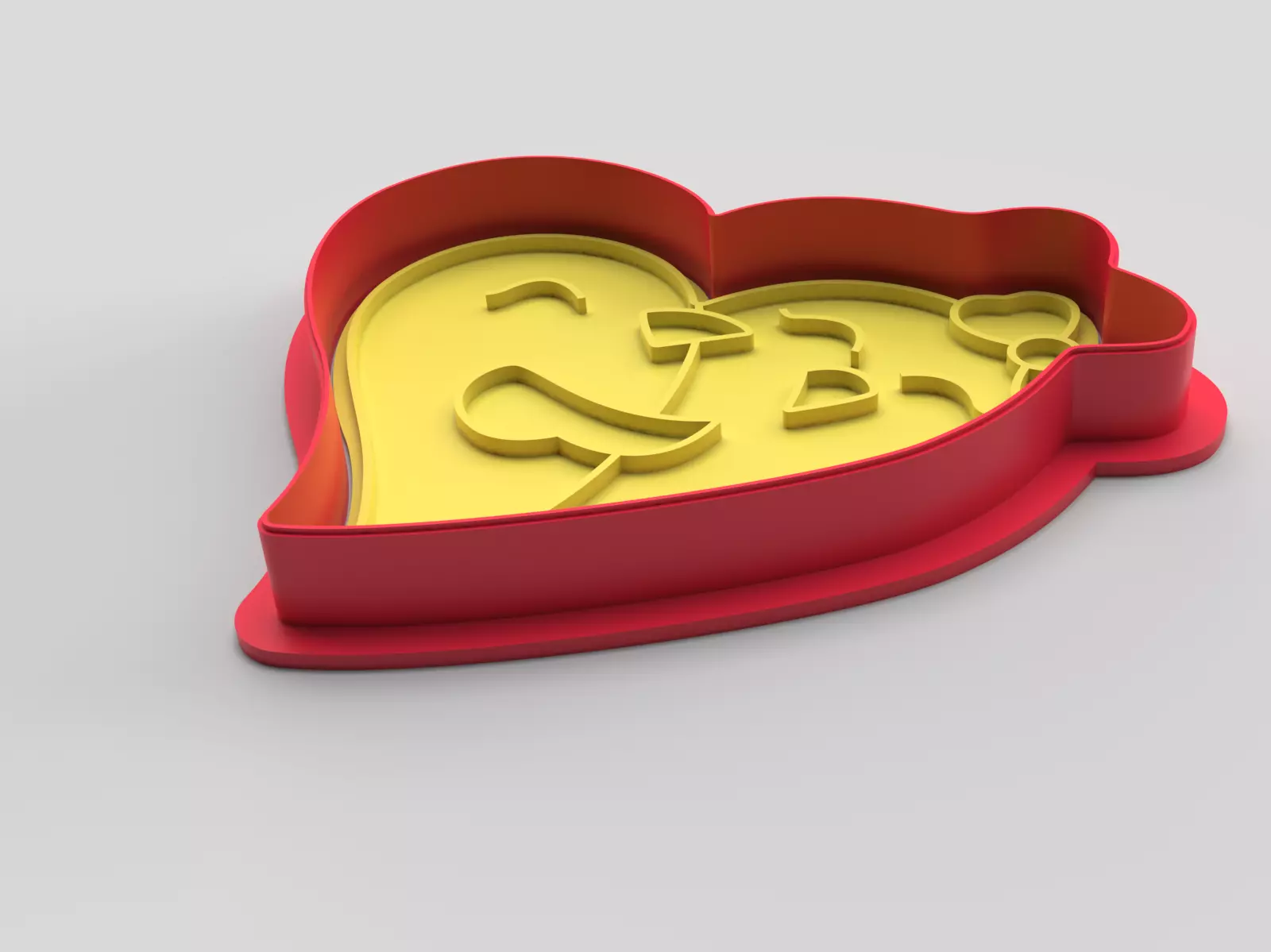 Cookie cutter and stamp - Heart and love 3D print model