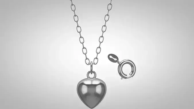 Heart  Pendant Silver Sterling 3d Model