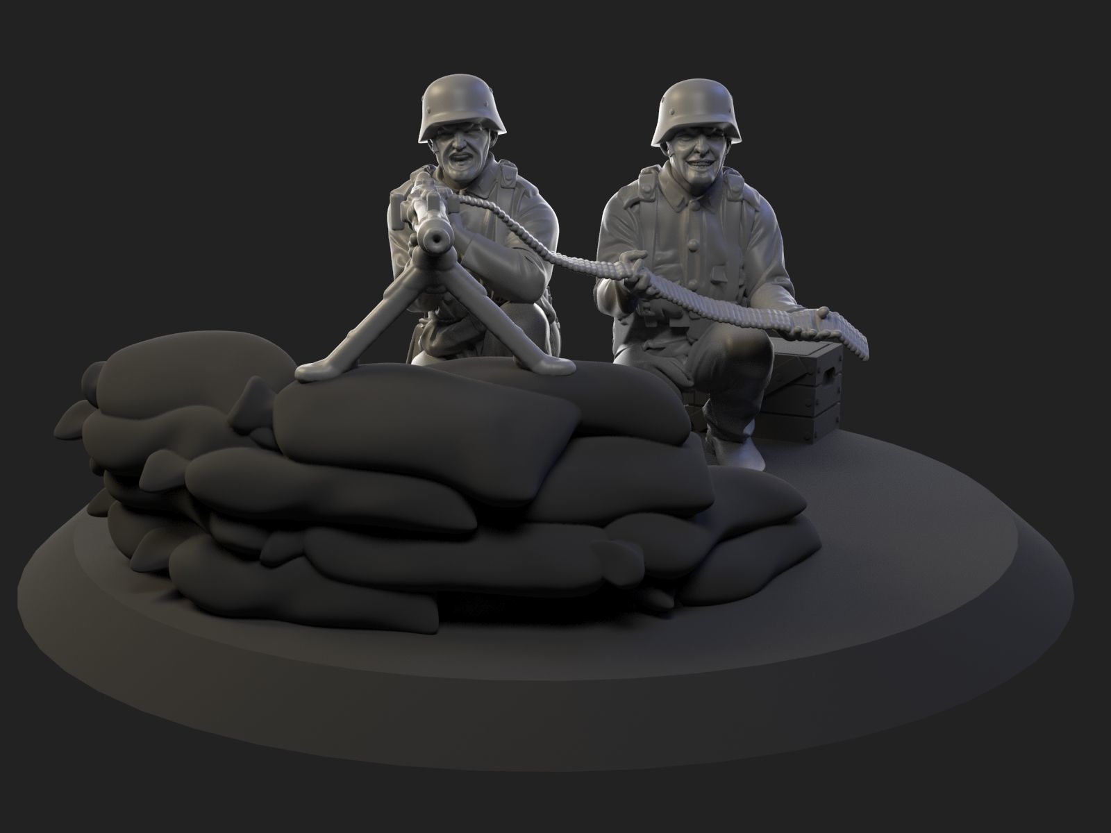 GermanSoldiers pair of soldiers on pile of sand 3D print model_1