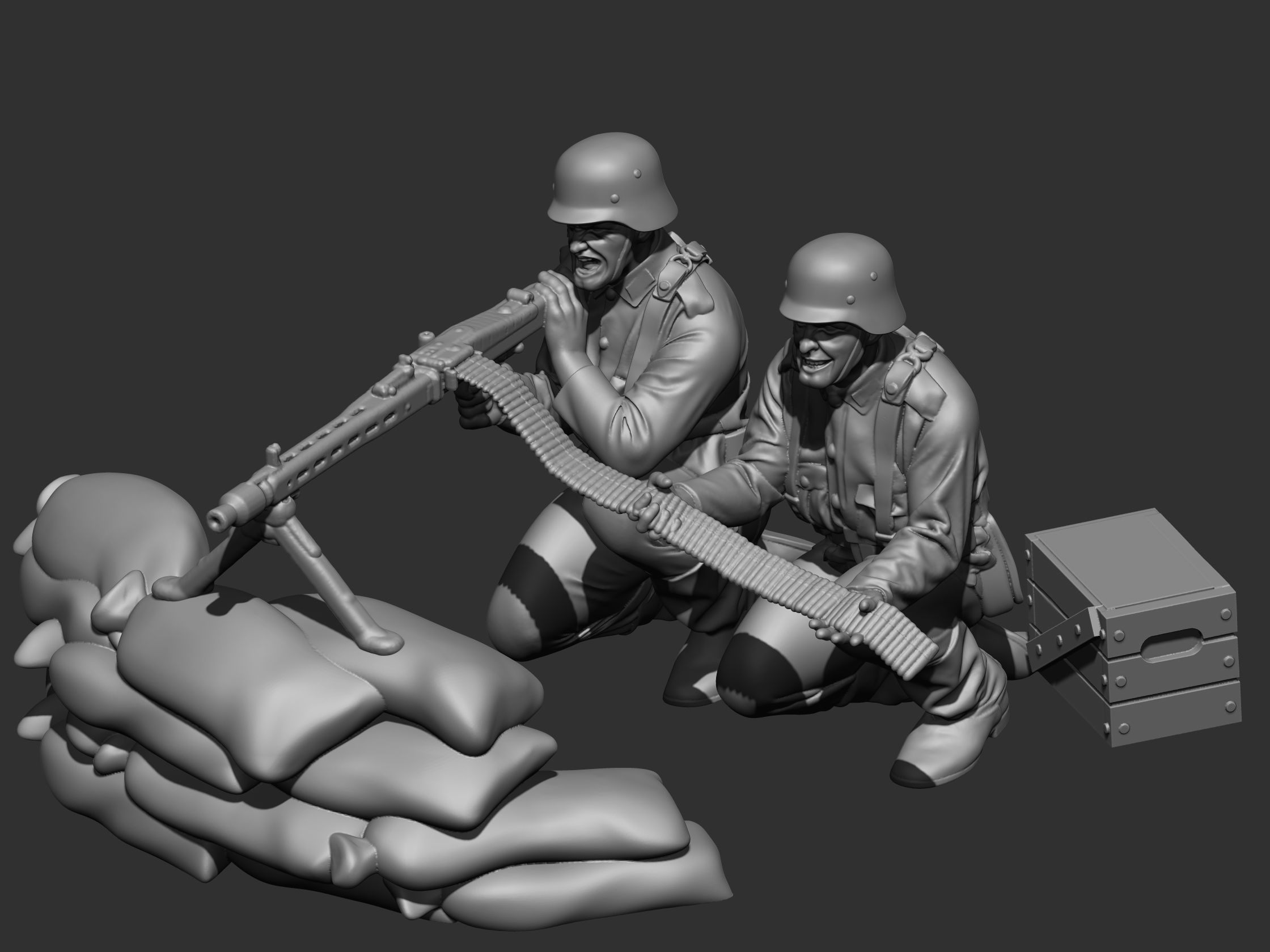 GermanSoldiers pair of soldiers on pile of sand 3D print model_6