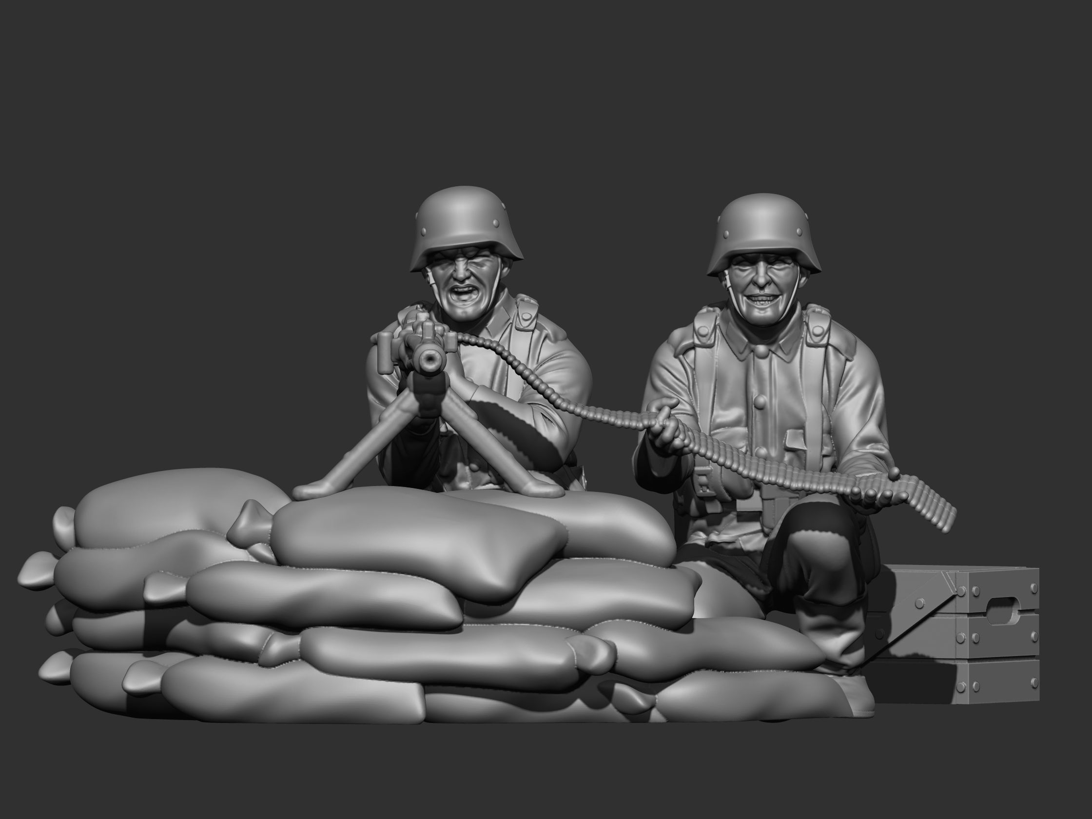 GermanSoldiers pair of soldiers on pile of sand 3D print model_2