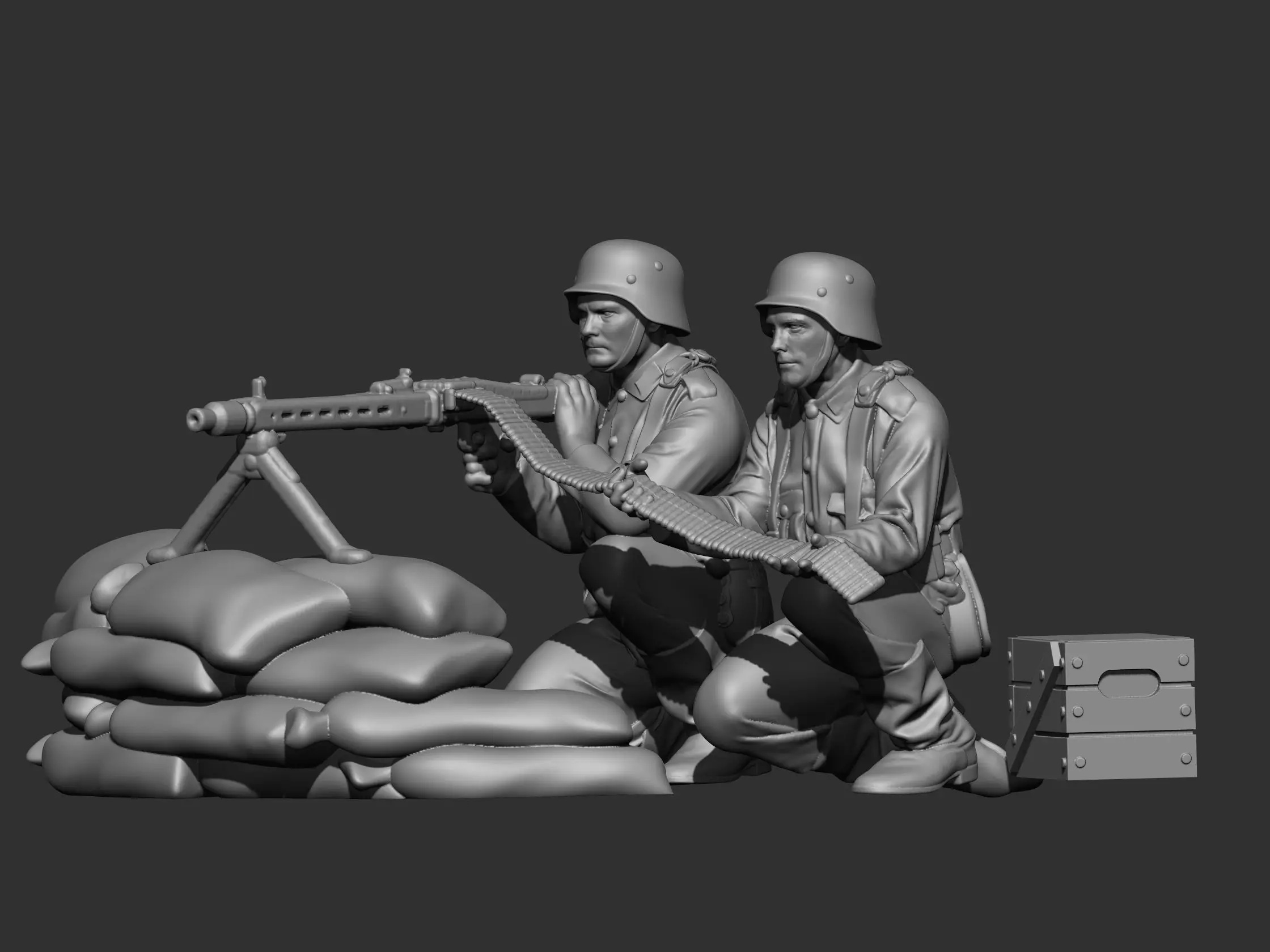 GermanSoldiers pair of soldiers on pile of sand 3D print model_0