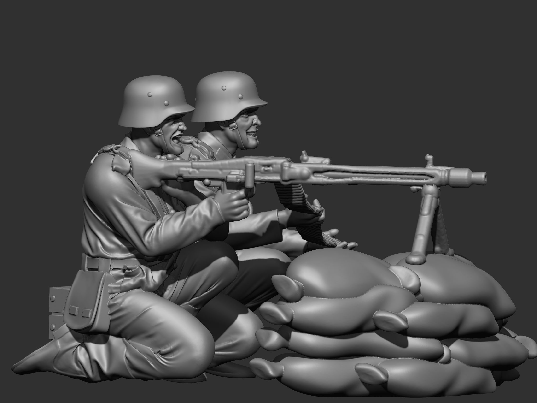 GermanSoldiers pair of soldiers on pile of sand 3D print model_5