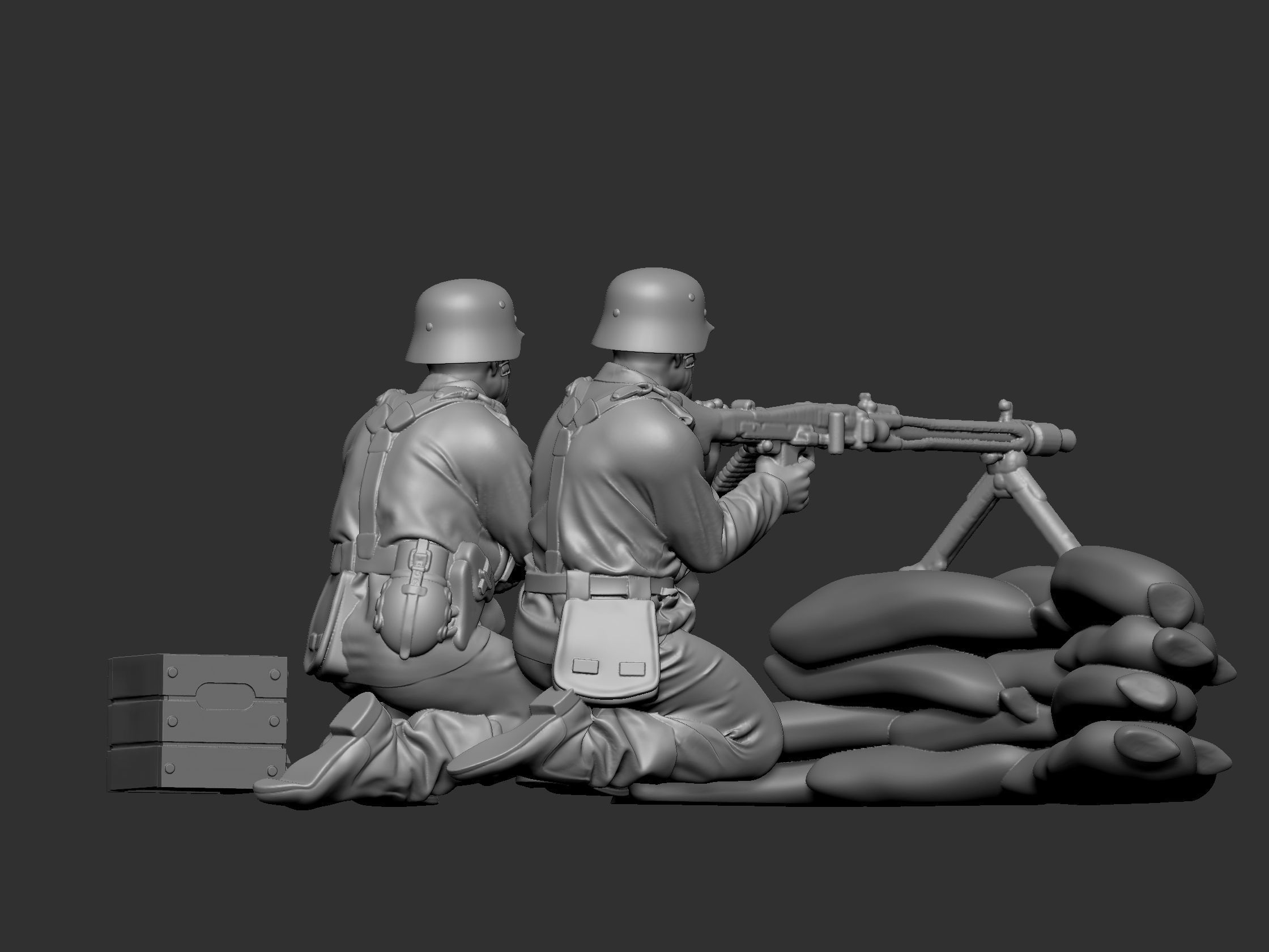 GermanSoldiers pair of soldiers on pile of sand 3D print model_4