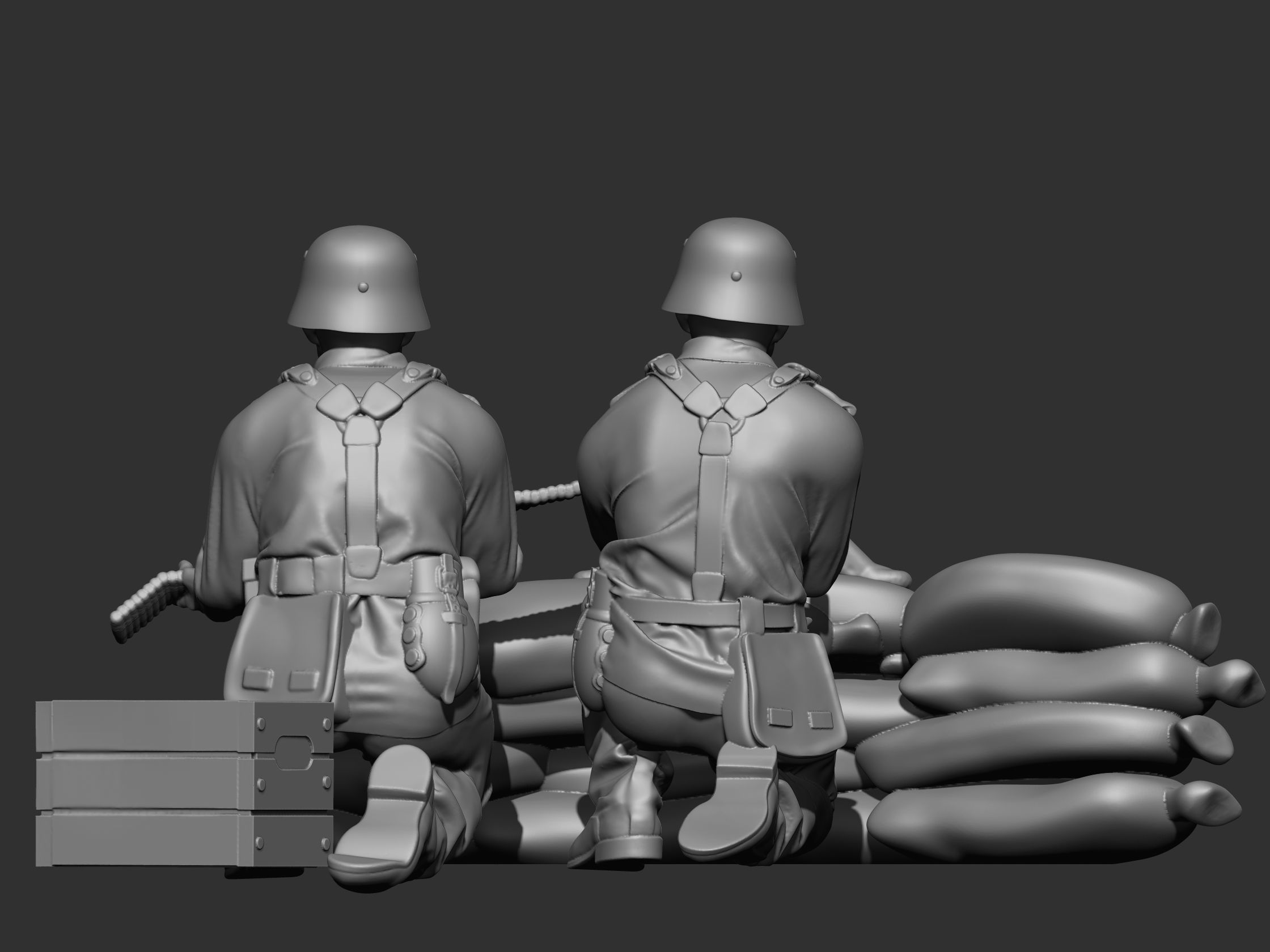 GermanSoldiers pair of soldiers on pile of sand 3D print model_3