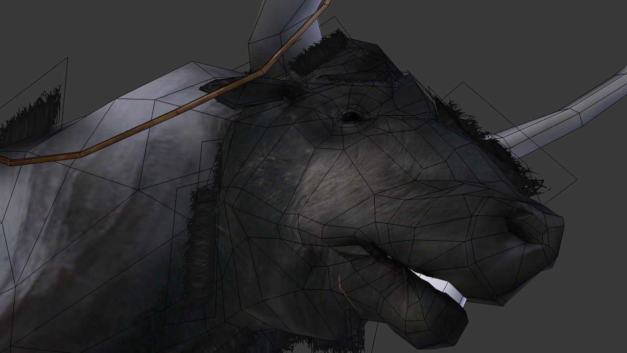 Bull Low Poly with horns Low-poly 3D model_4
