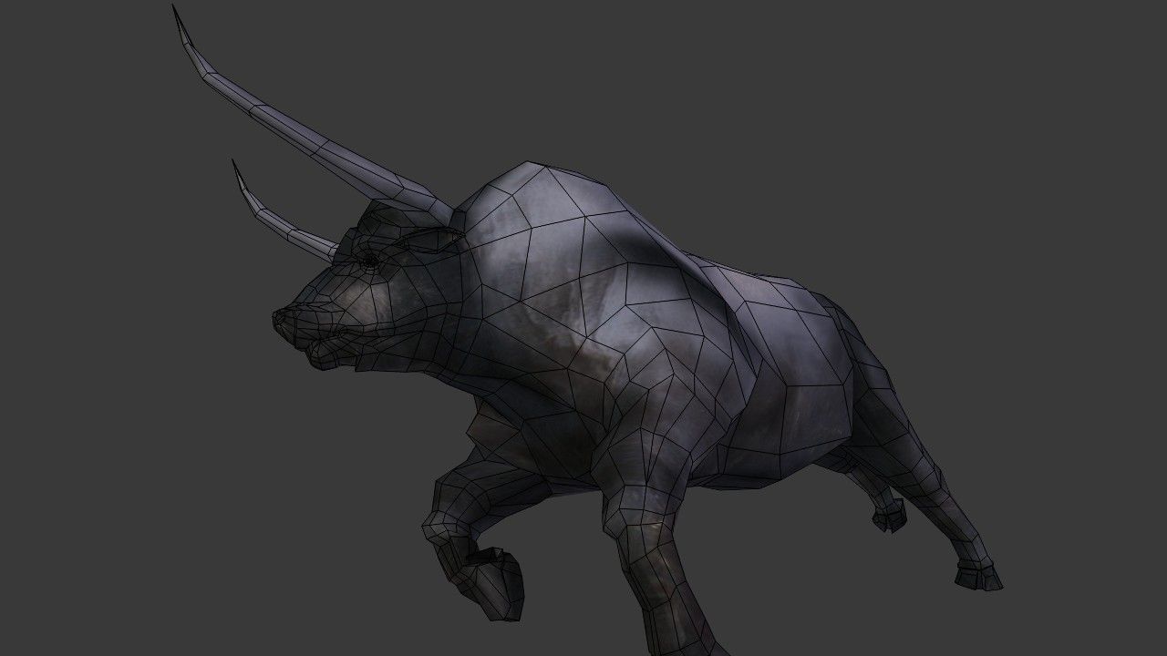 Bull Low Poly with horns Low-poly 3D model_6