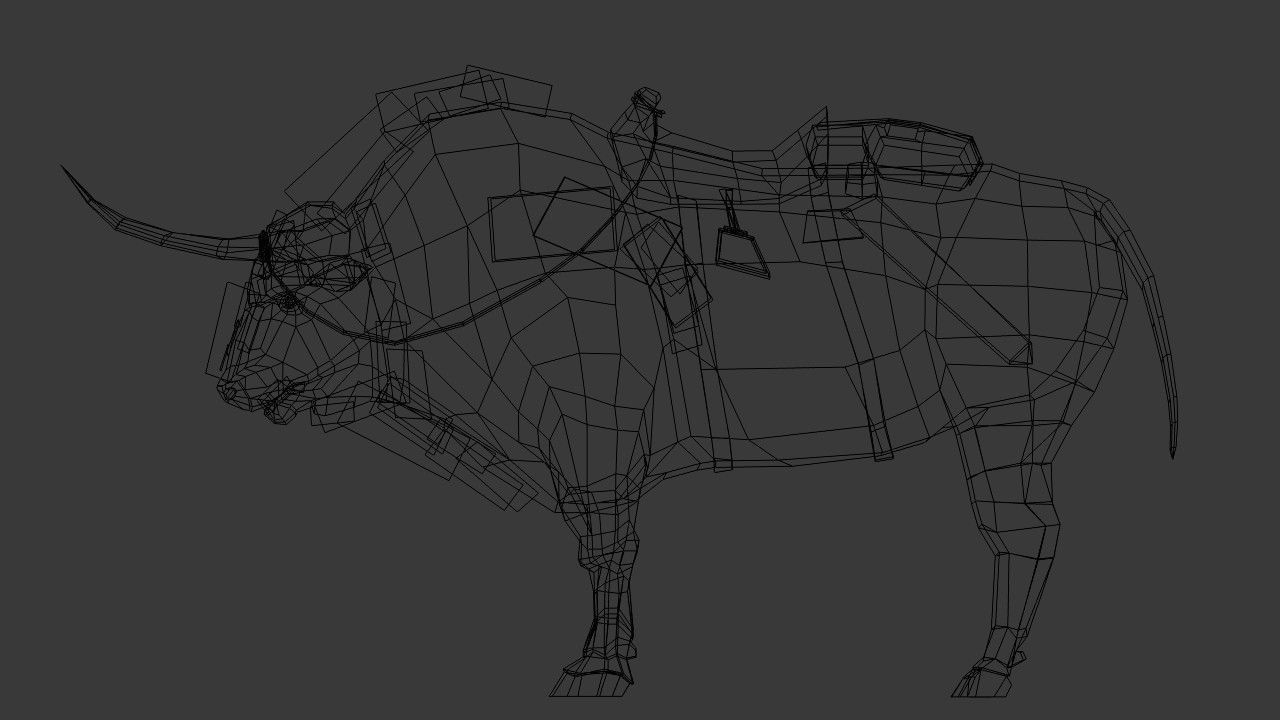 Bull Low Poly with horns Low-poly 3D model_23