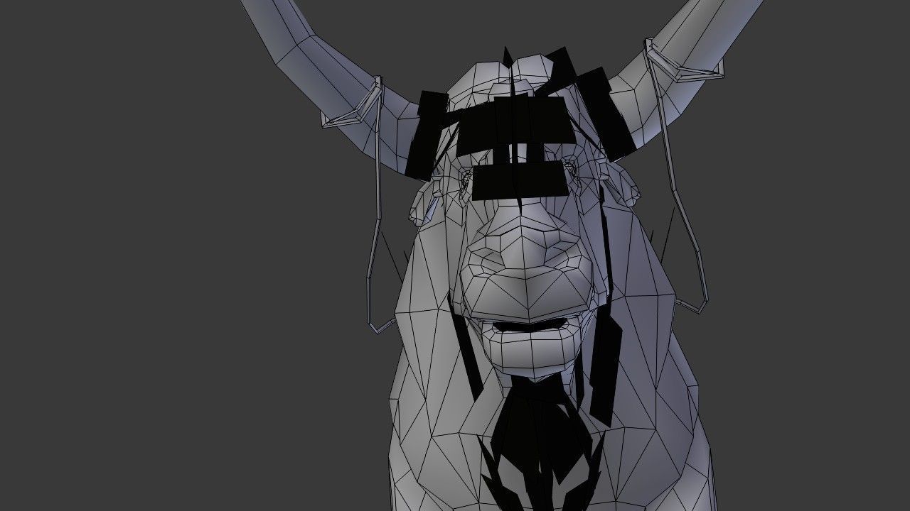 Bull Low Poly with horns Low-poly 3D model_14