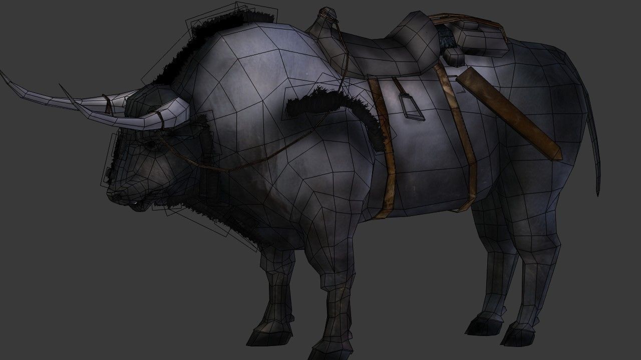 Bull Low Poly with horns Low-poly 3D model_2