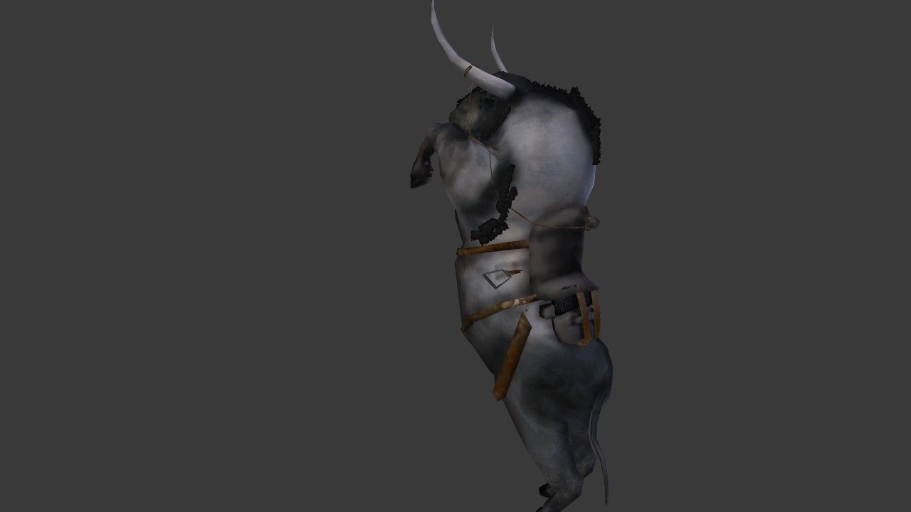 Bull Low Poly with horns Low-poly 3D model_7