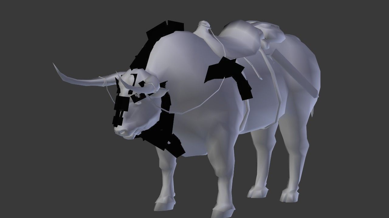 Bull Low Poly with horns Low-poly 3D model_17