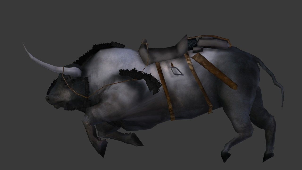 Bull Low Poly with horns Low-poly 3D model_3