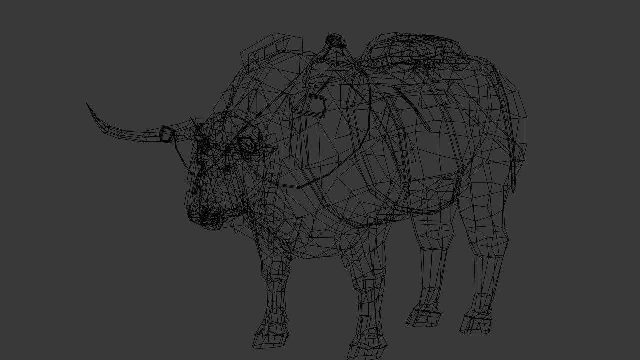 Bull Low Poly with horns Low-poly 3D model_25