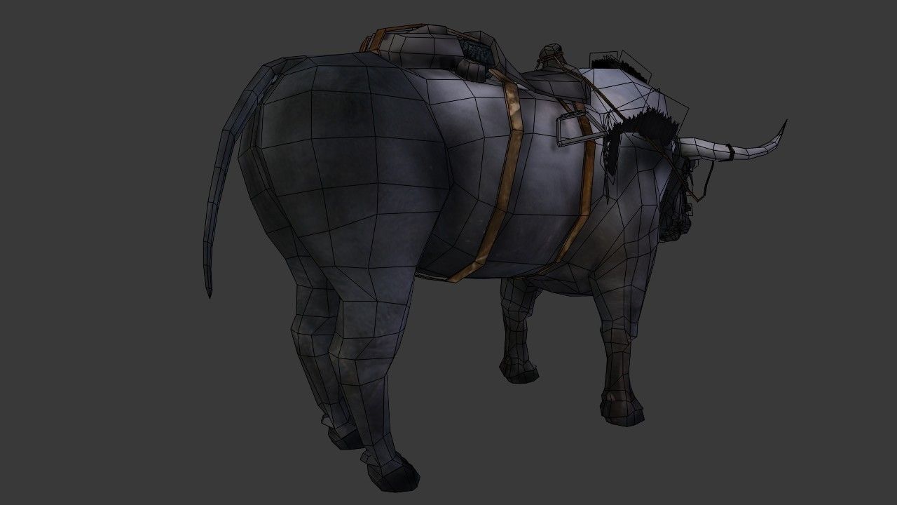 Bull Low Poly with horns Low-poly 3D model_5