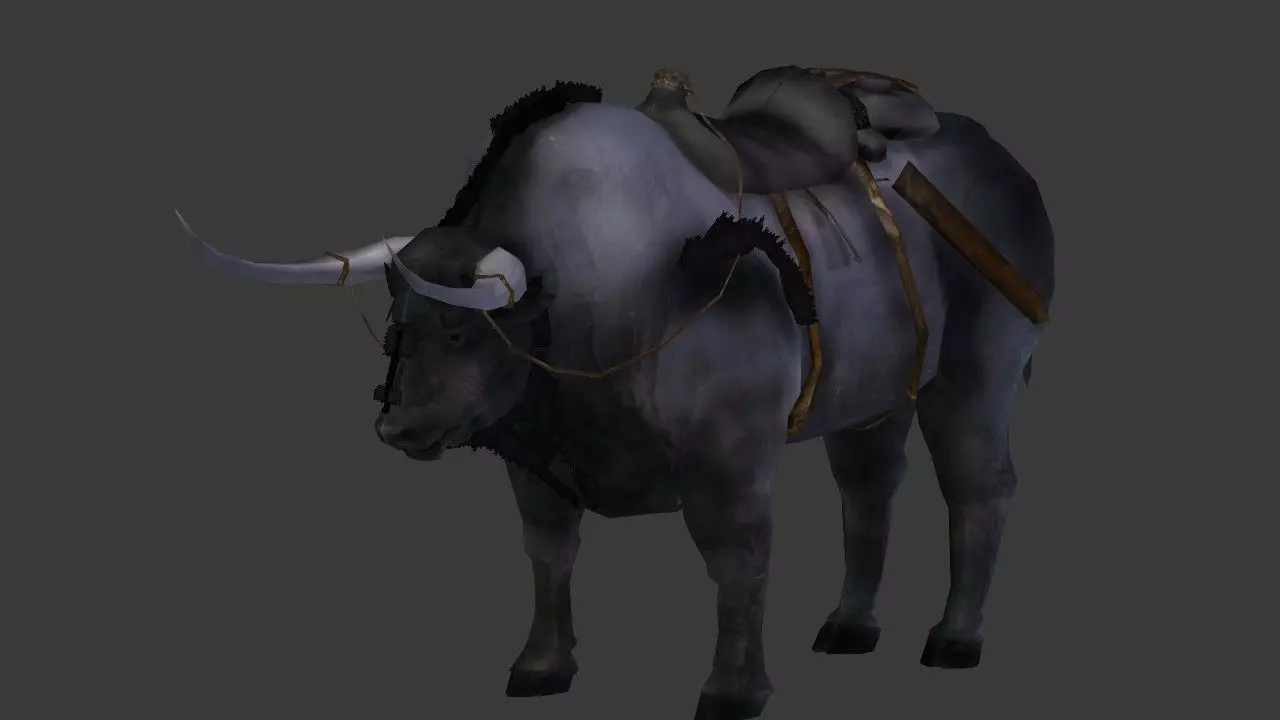 Bull Low Poly with horns Low-poly 3D model_0