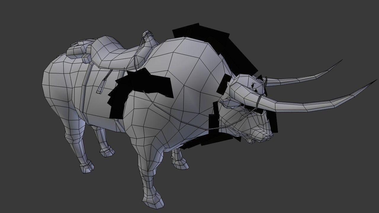 Bull Low Poly with horns Low-poly 3D model_15