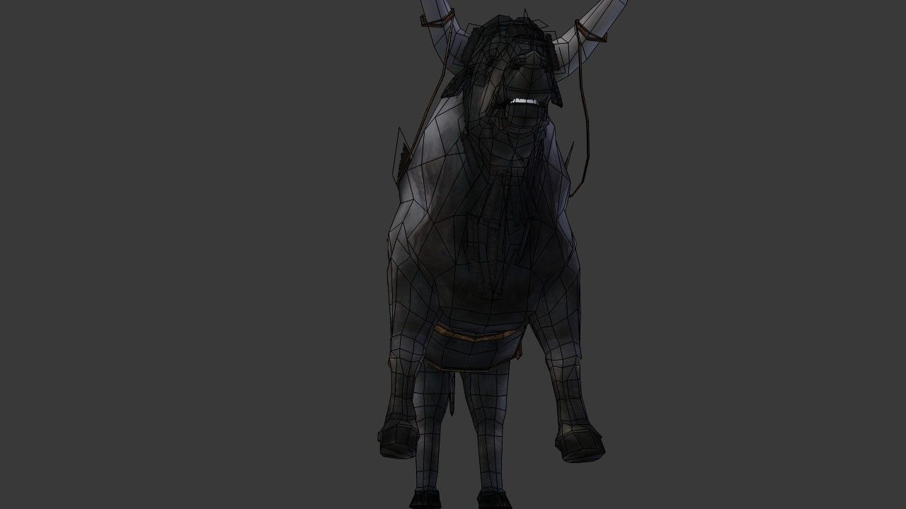 Bull Low Poly with horns Low-poly 3D model_8
