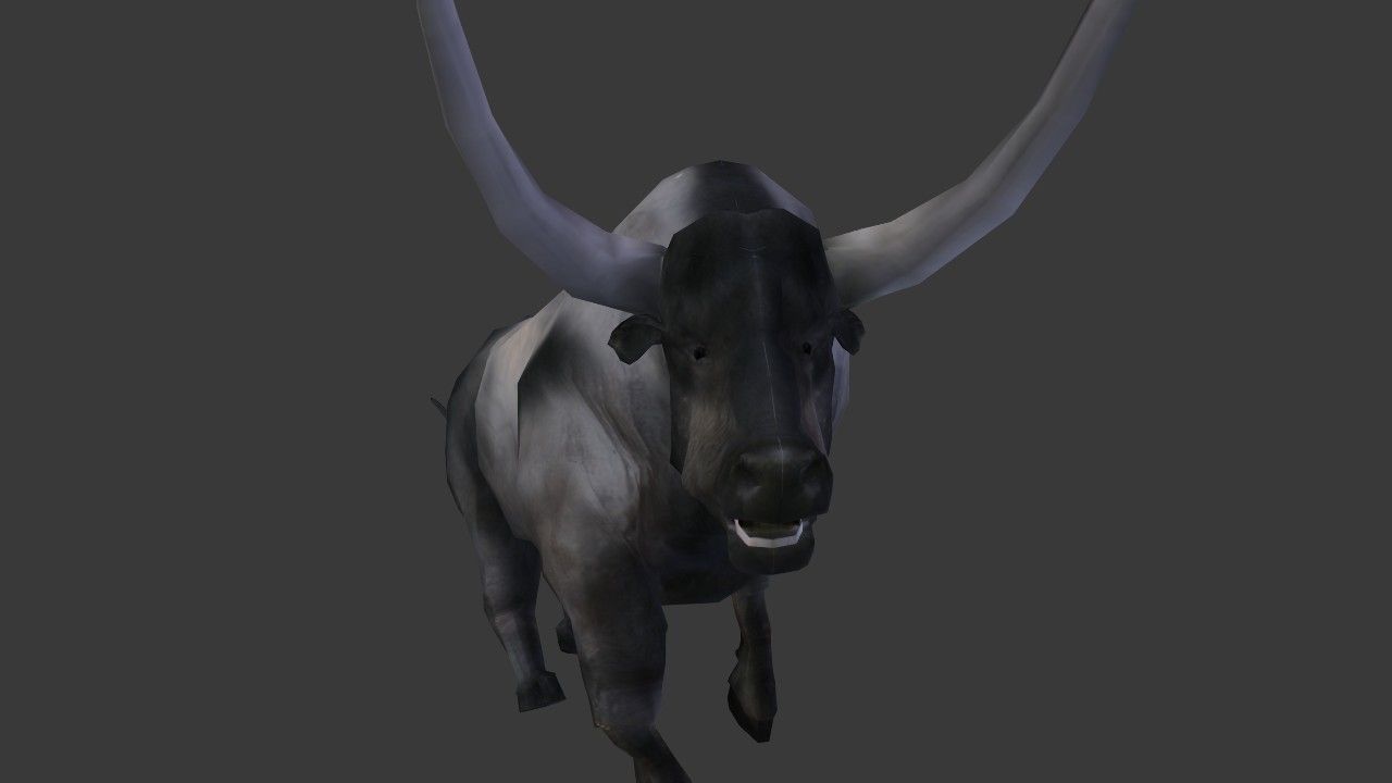Bull Low Poly with horns Low-poly 3D model_1