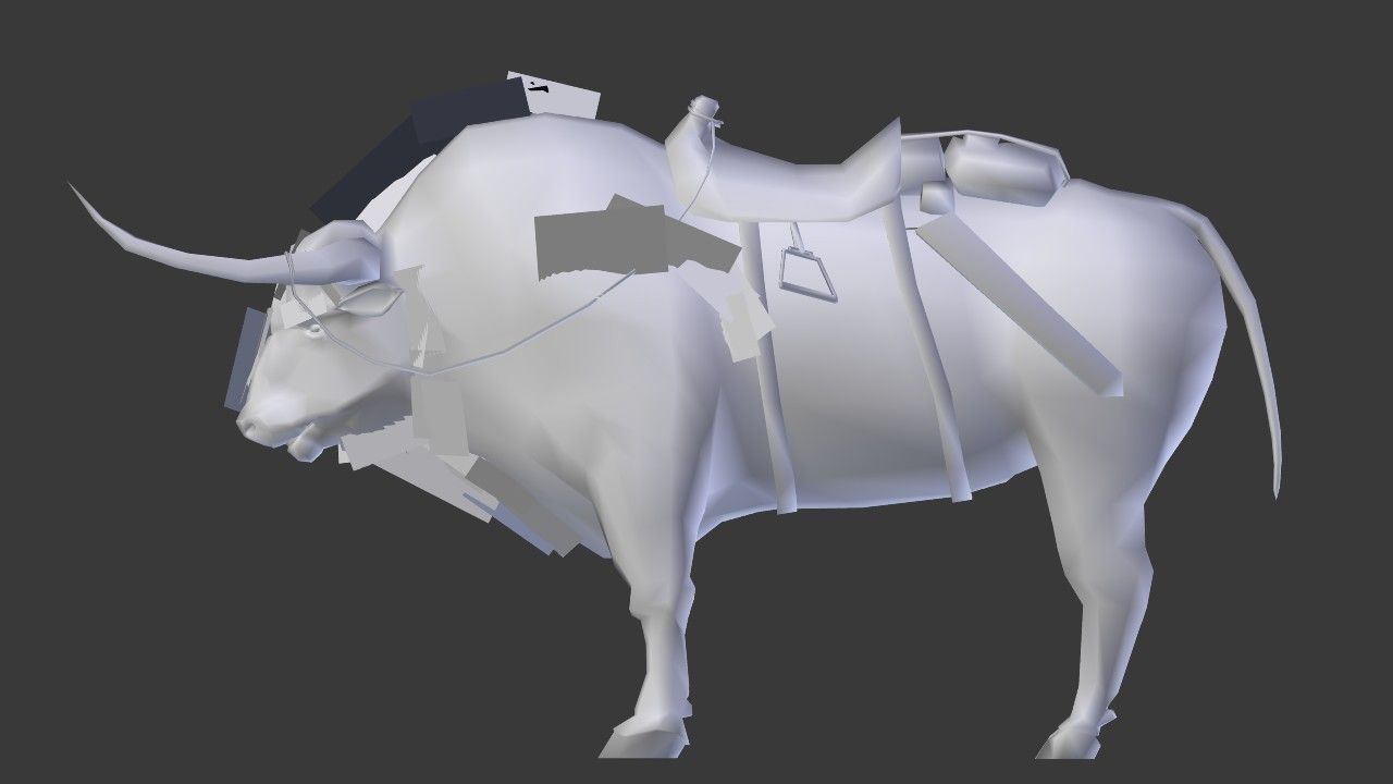 Bull Low Poly with horns Low-poly 3D model_18