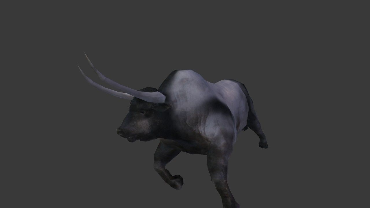 Bull Low Poly with horns Low-poly 3D model_19