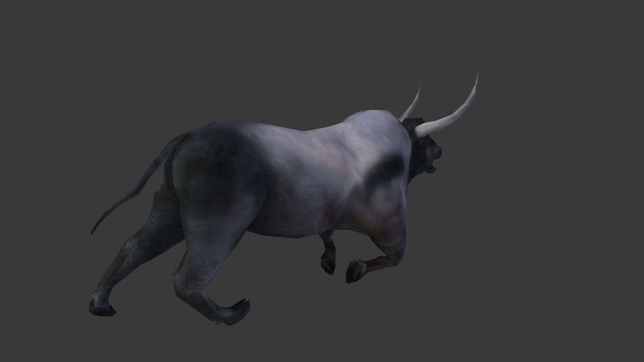 Bull Low Poly with horns Low-poly 3D model_9