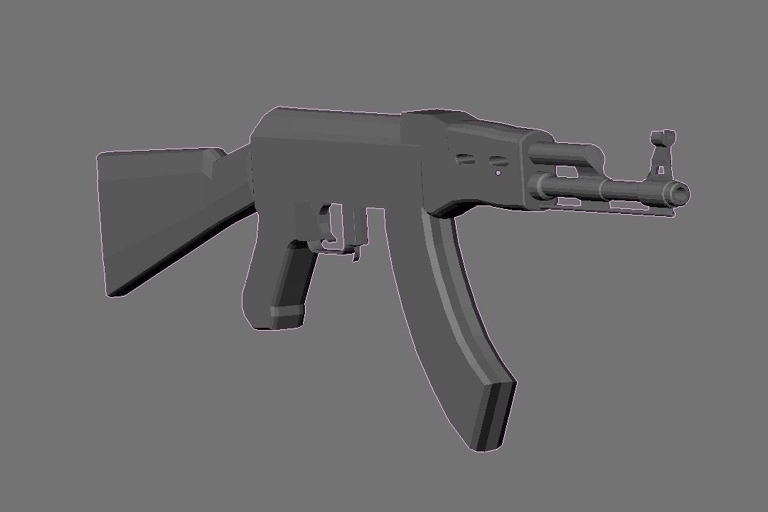 Ak-47 Gun Low-poly 3D model_6