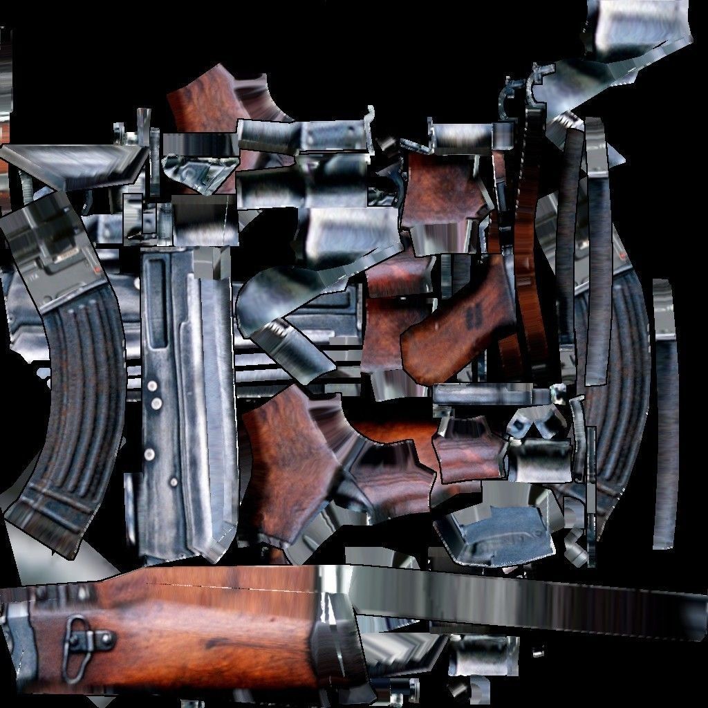 Ak-47 Gun Low-poly 3D model_3