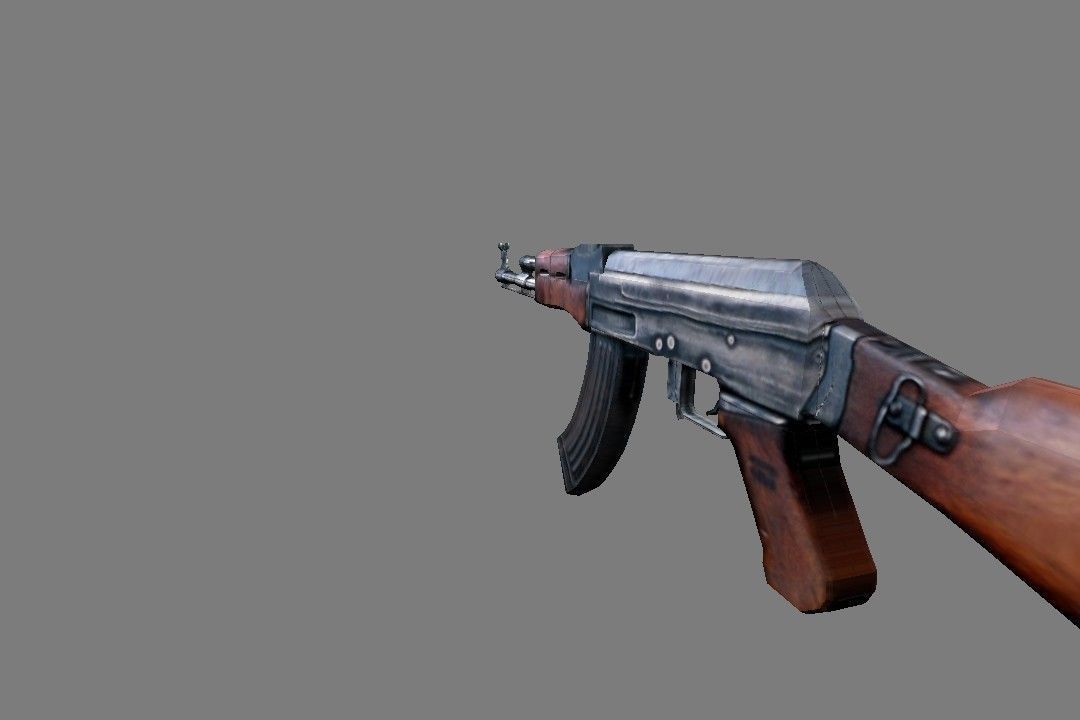 Ak-47 Gun Low-poly 3D model_2