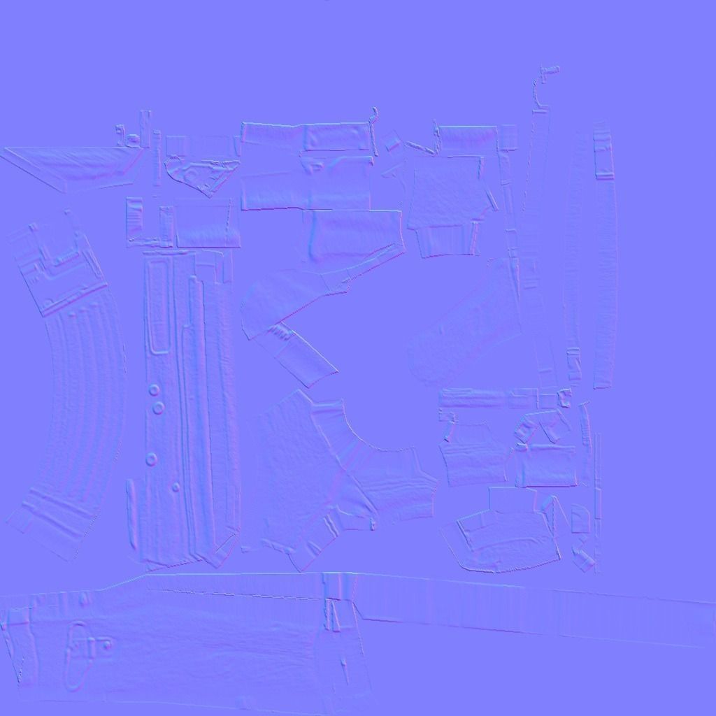 Ak-47 Gun Low-poly 3D model_9