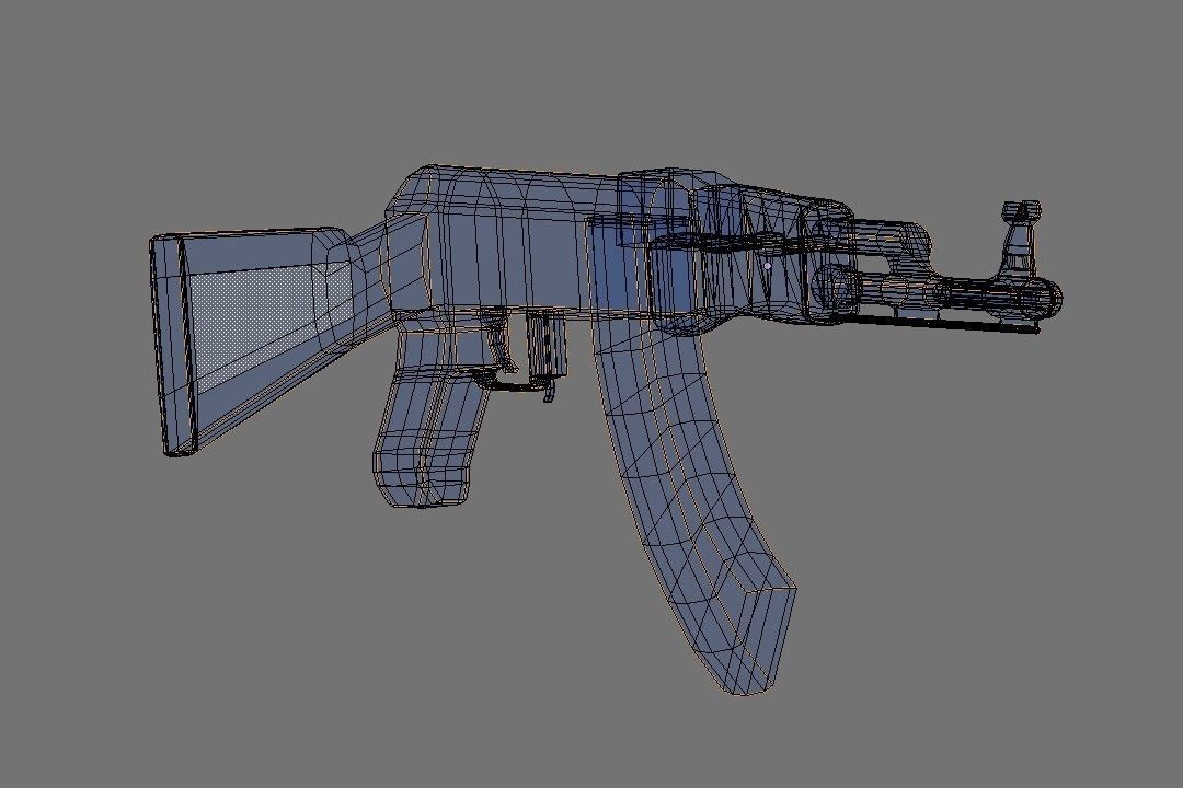 Ak-47 Gun Low-poly 3D model_8