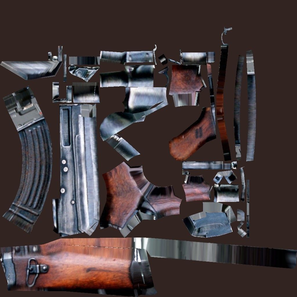 Ak-47 Gun Low-poly 3D model_4