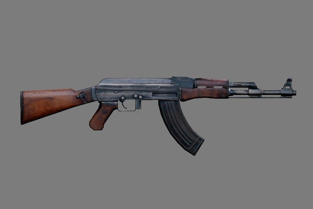 Ak-47 Gun Low-poly 3D model_1
