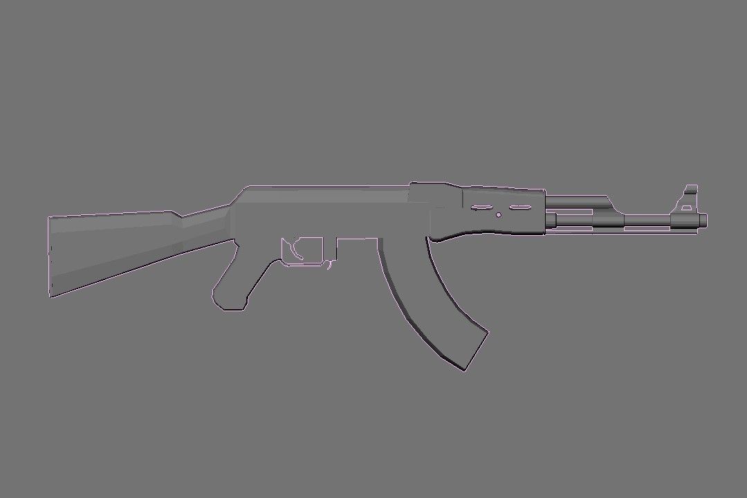Ak-47 Gun Low-poly 3D model_5