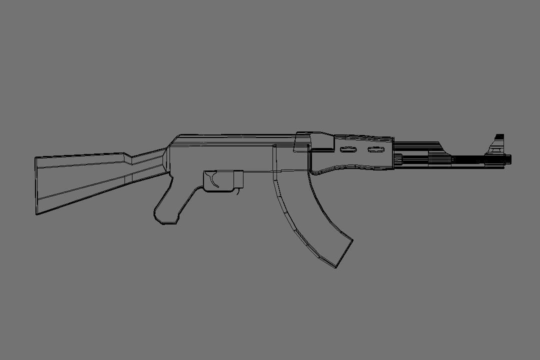 Ak-47 Gun Low-poly 3D model_7