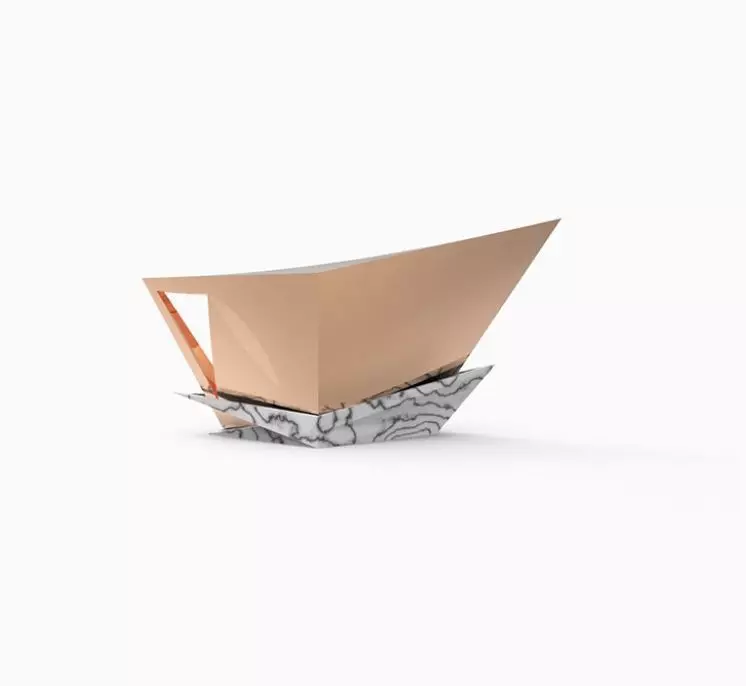 Kettle chair made of copper and marble 3D print model