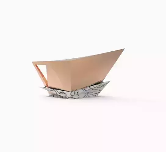 Kettle chair made of copper and marble