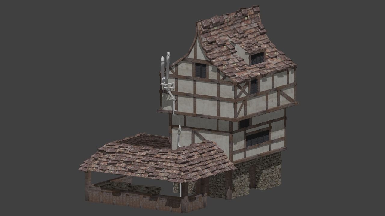 Blacksmith medieval tower Low-poly 3D model