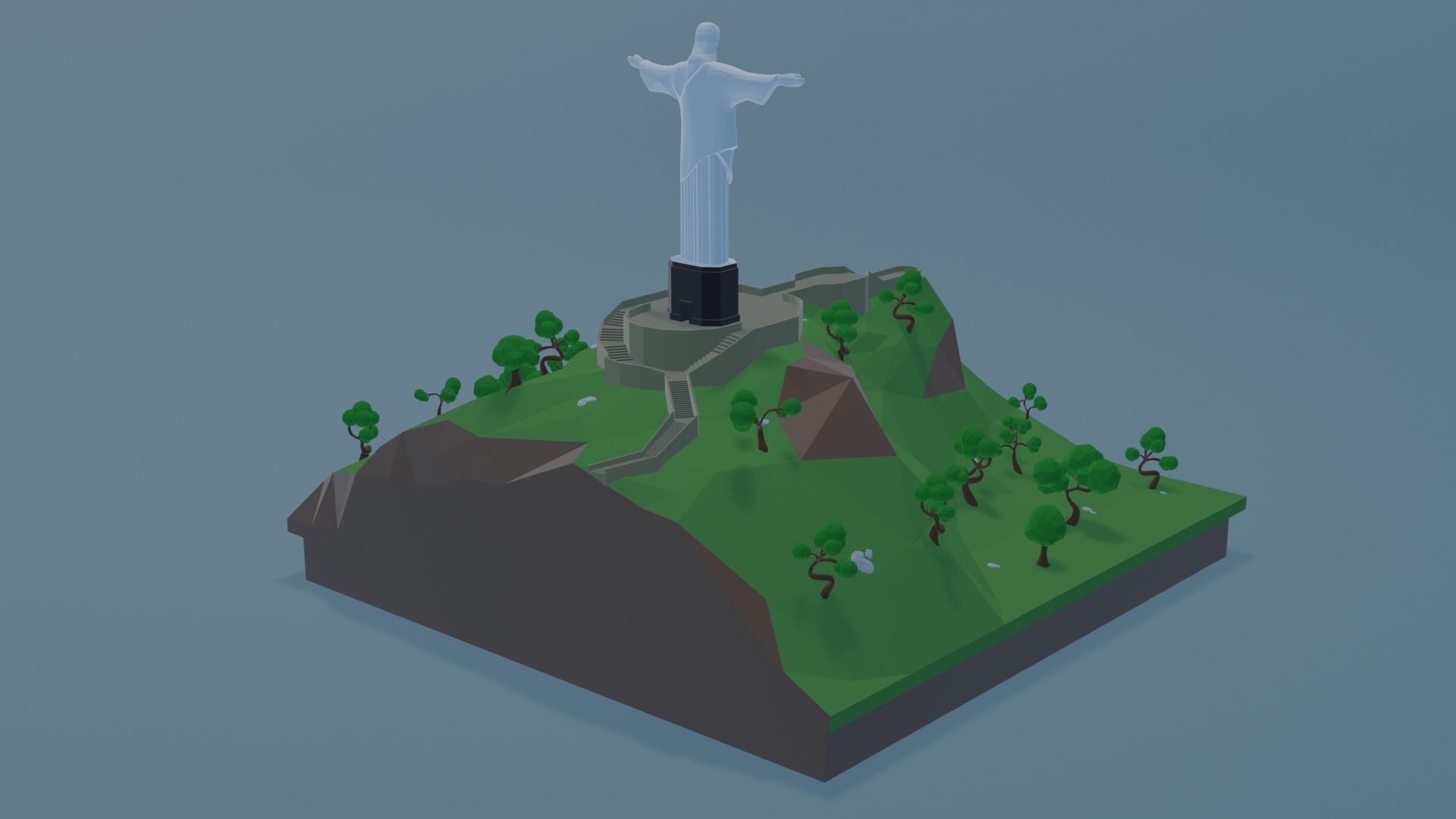 Christ Redeemer Low-poly 3D model_4