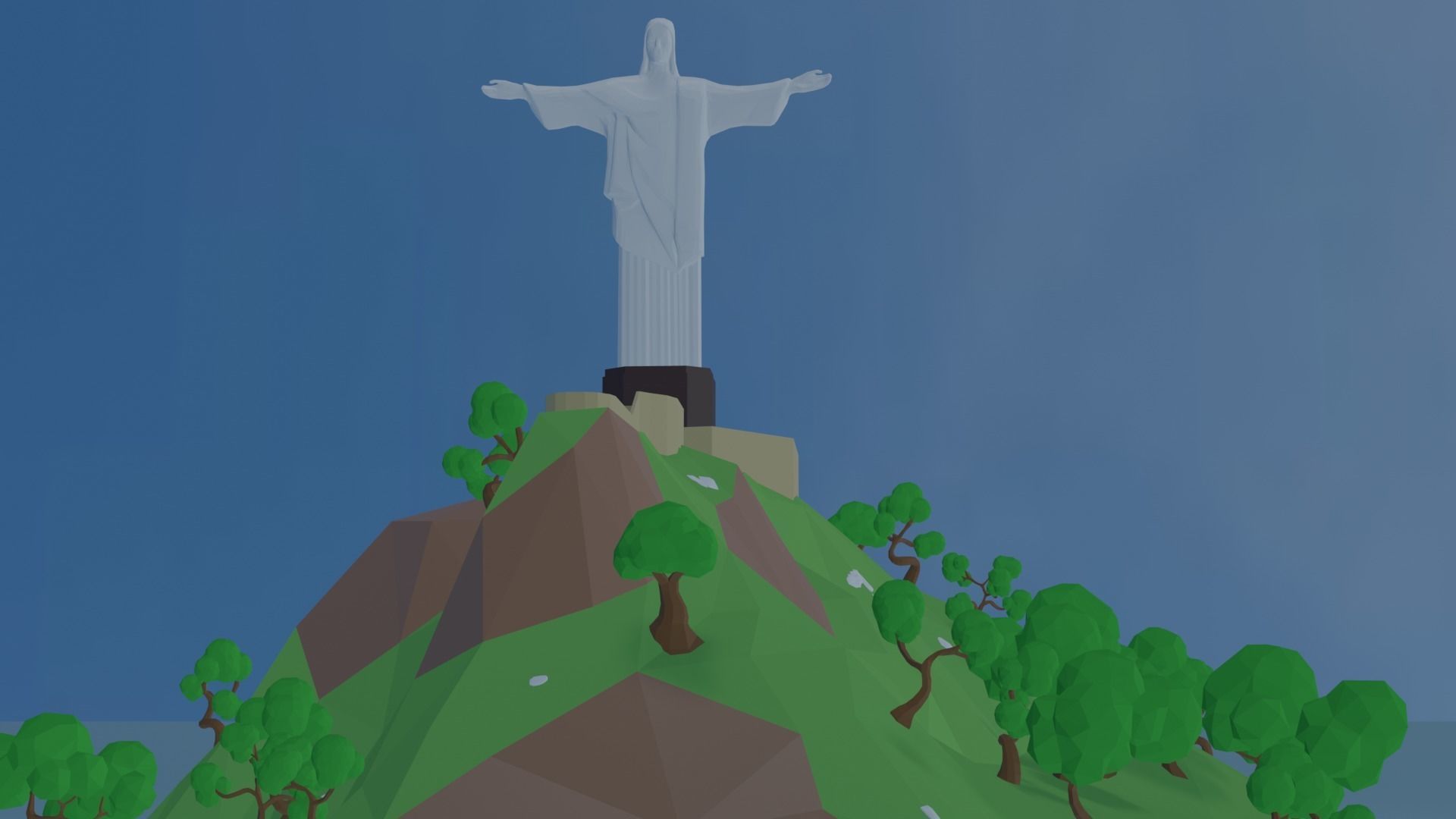 Christ Redeemer Low-poly 3D model_9