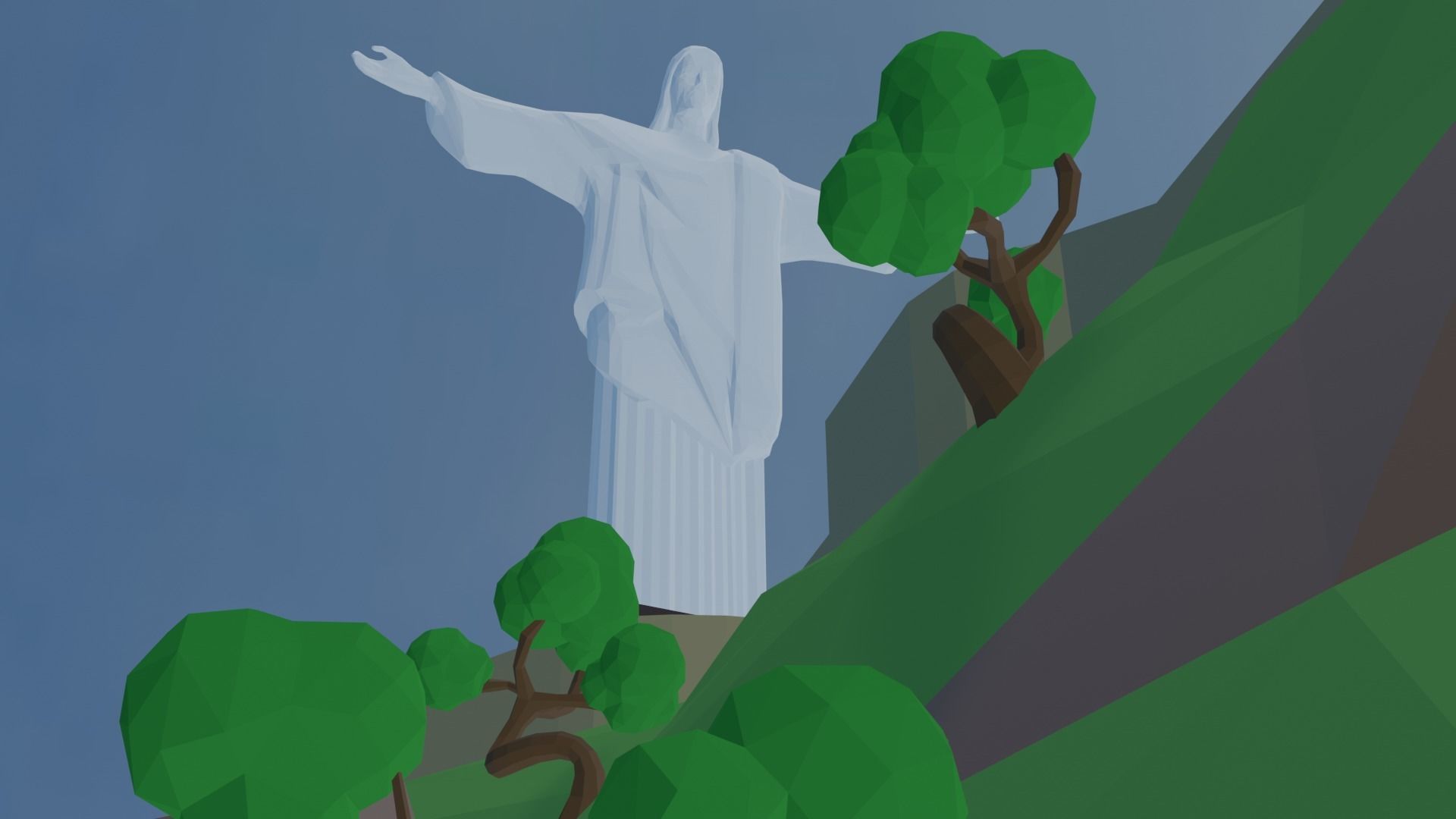 Christ Redeemer Low-poly 3D model_6