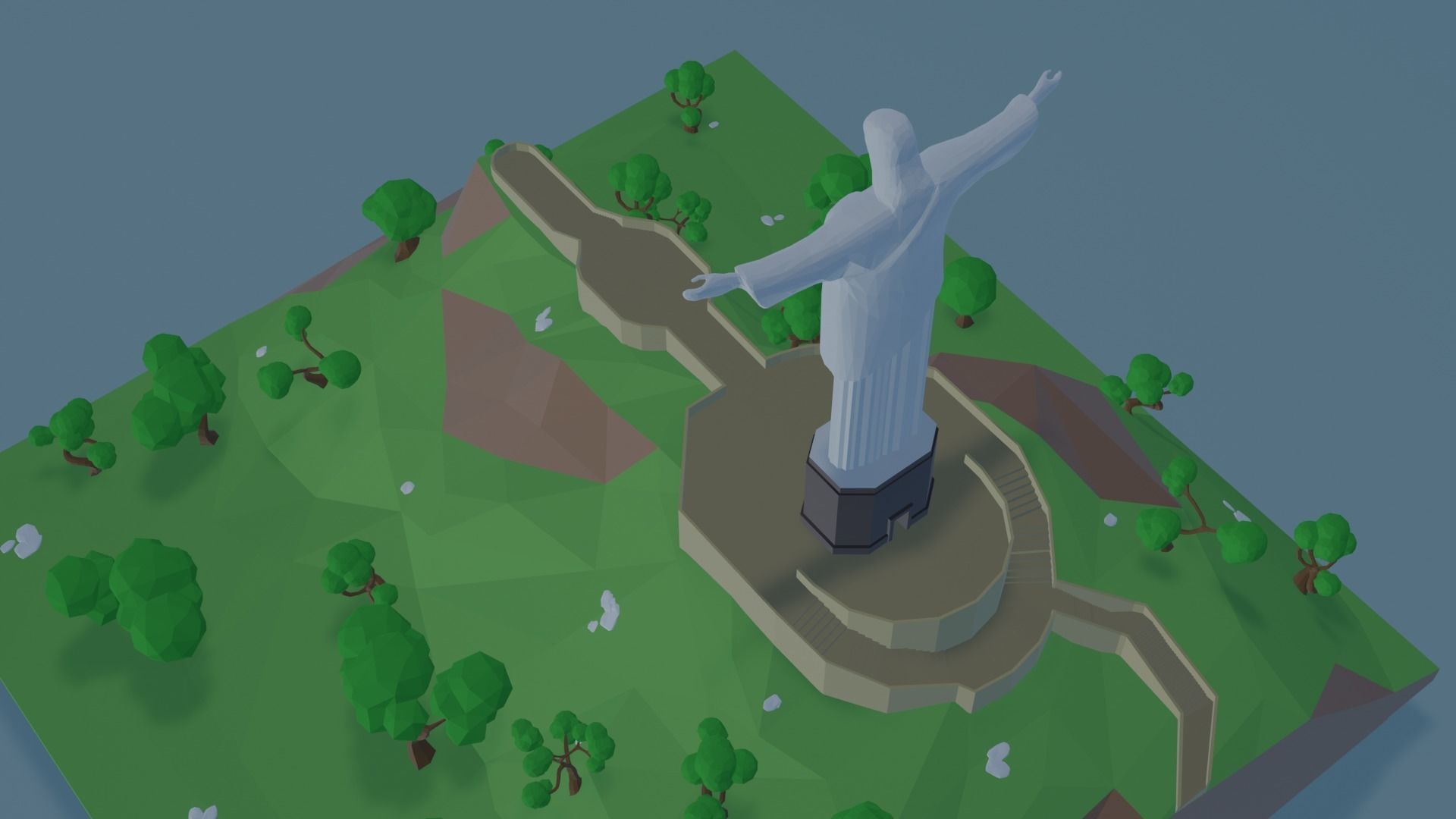Christ Redeemer Low-poly 3D model_8
