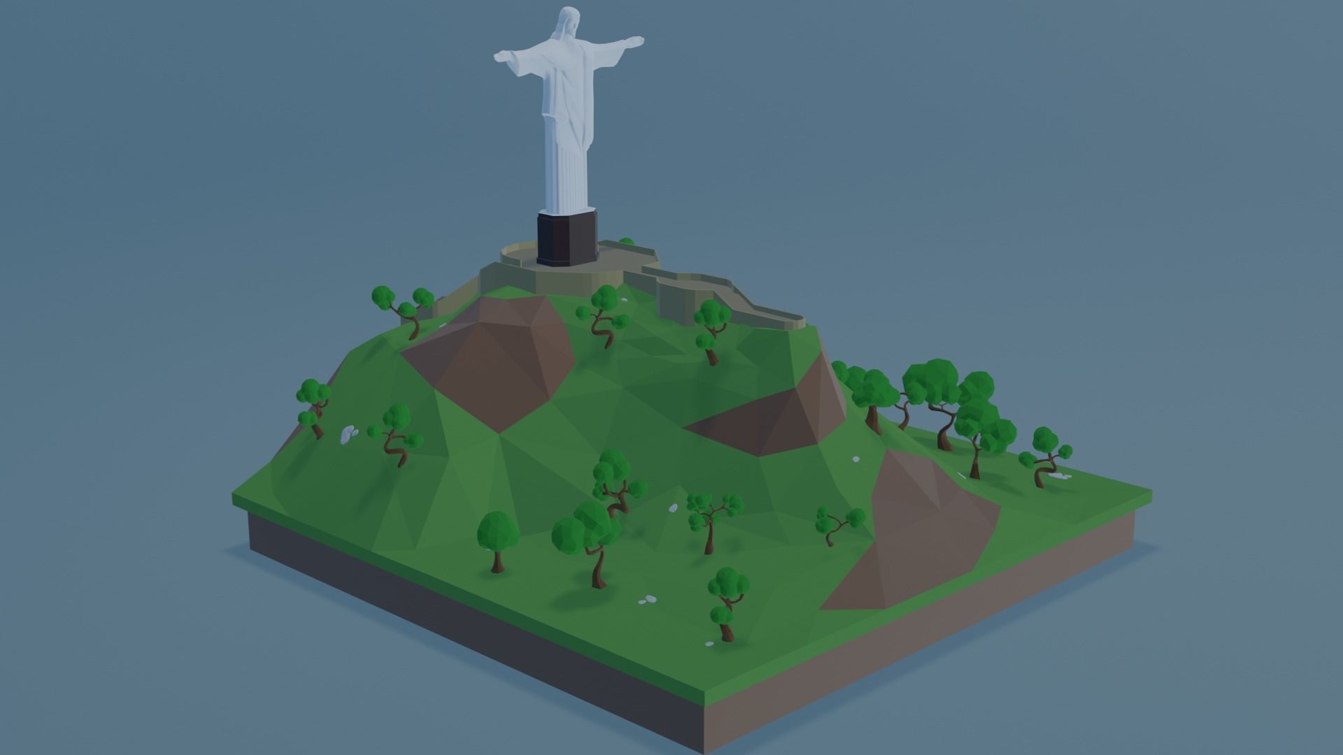 Christ Redeemer Low-poly 3D model_3