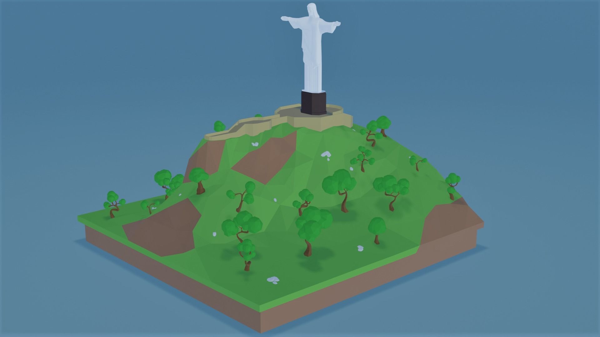 Christ Redeemer Low-poly 3D model_2