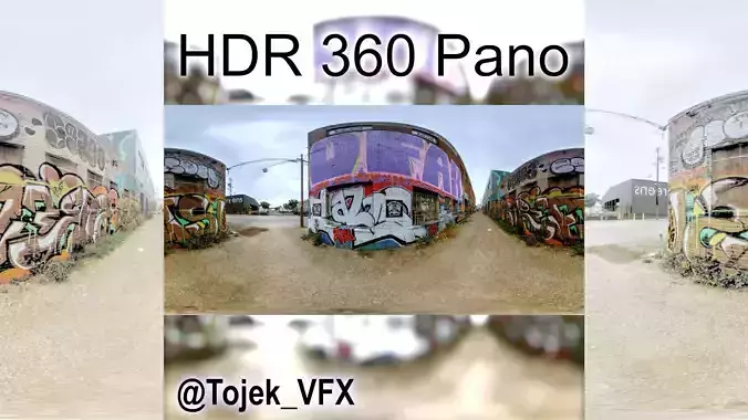 HDR 360 Panorama Small Alley DTLA Graffiti set 65